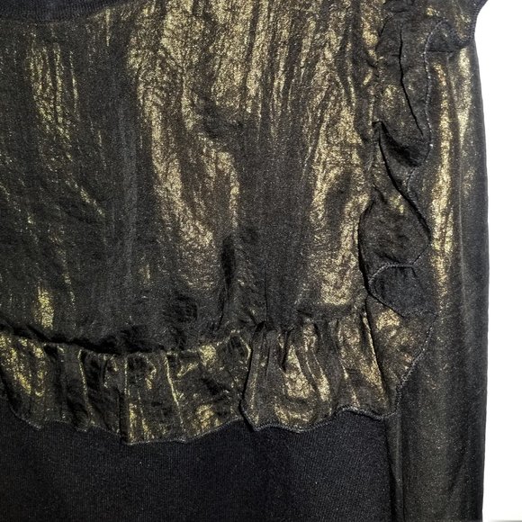 NWOT Gold Metallic/Black Ruffle Sweater - XL - Picture 4 of 4
